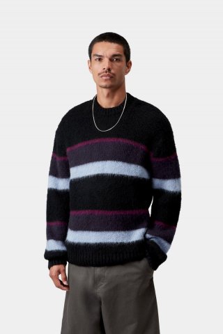 Carhartt Merton Sweater - Sundling Stripes, dunkles Marineblau Carhartt Merton Sweater - Sundling Stripes, dunkles Marineblau