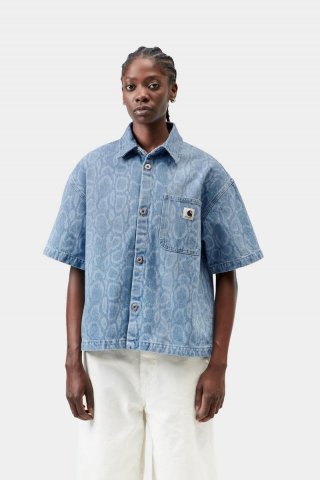 Carhartt S/S Snake Lovilia Shirt - Snake Camo, Blau, gebleicht Carhartt S/S Snake Lovilia Shirt - Snake Camo, Blau, gebleicht