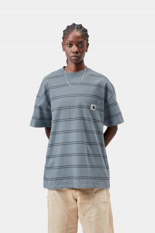 Carhartt S/S Bert Pocket T-Shirt - Bert Stripe, Shady Blue / Shady Purple, stückgefärbt Carhartt S/S Bert Pocket T-Shirt - Bert Stripe, Shady Blue / Shady Purple, stückgefärbt