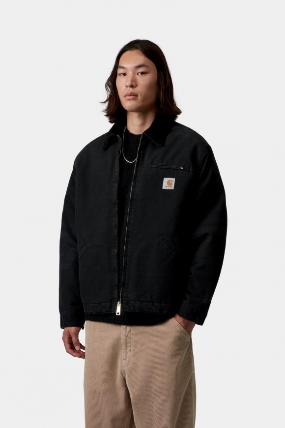 Carhartt OG Detroit Jacket - Schwarz / Schwarz, Steinleinwand Carhartt OG Detroit Jacket - Schwarz / Schwarz, Steinleinwand