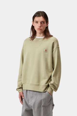 Carhartt Nelson Sweatshirt - Sanftes Grün, stückgefärbt Carhartt Nelson Sweatshirt - Sanftes Grün, stückgefärbt