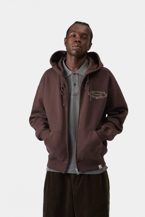 Carhartt Hooded Chez WIP Sweat Jacket - Palisander / Grau