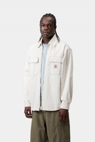 Carhartt Mercer Shirt Jac - Mercer Stripe, Graphit/Wachs, gebleicht Carhartt Mercer Shirt Jac - Mercer Stripe, Graphit/Wachs, gebleicht