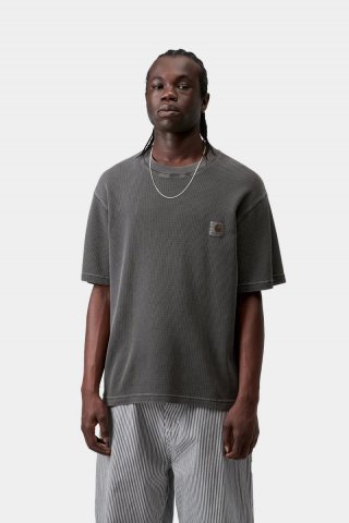 Carhartt S/S Nelson Waffle T-Shirt - Schwarz, stückgefärbt Carhartt S/S Nelson Waffle T-Shirt - Schwarz, stückgefärbt
