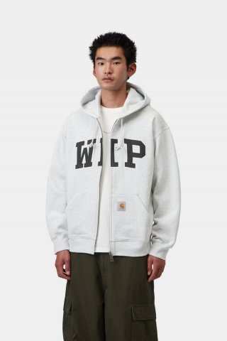 Carhartt Hooded WIP Sweat Jacket - Ash Heather, Stonewashed