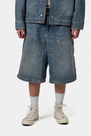 Carhartt Nixon Double Knee Short - Blau, Grind-Waschung Carhartt Nixon Double Knee Short - Blau, Grind-Waschung