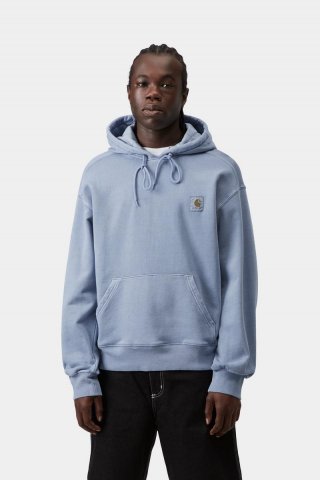 Carhartt Hooded Nelson Sweatshirt - Sanftes Blau, stückgefärbt Carhartt Hooded Nelson Sweatshirt - Sanftes Blau, stückgefärbt