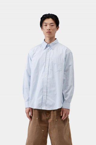 Carhartt L/S Keene Shirt - Keene Stripe, Weiß Carhartt L/S Keene Shirt - Keene Stripe, Weiß