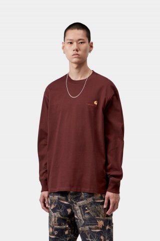 Carhartt L/S American Script T-Shirt - Amarone Carhartt L/S American Script T-Shirt - Amarone