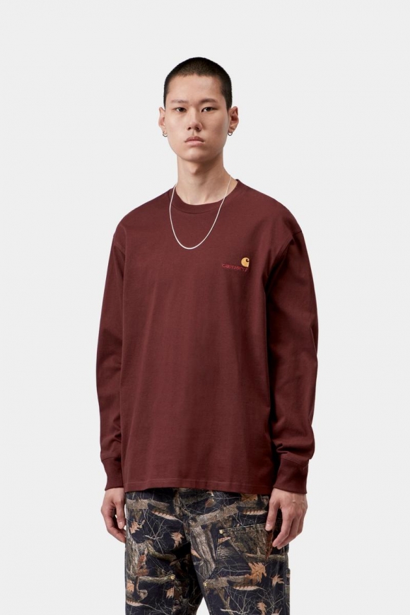 Carhartt L/S American Script T-Shirt - Amarone Carhartt L/S American Script T-Shirt - Amarone
