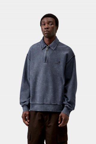 Carhartt Lambert Polo Sweat - Dunkles Marineblau, Mondwaschung Carhartt Lambert Polo Sweat - Dunkles Marineblau, Mondwaschung