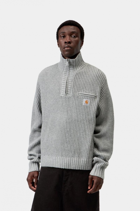 Carhartt Detroit Half Zip Sweater - Graues Heidekraut Carhartt Detroit Half Zip Sweater - Graues Heidekraut