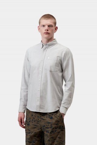Carhartt L/S C-Logo Shirt - Schattiges Grau / Weiß Carhartt L/S C-Logo Shirt - Schattiges Grau / Weiß