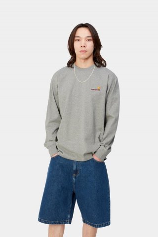 Carhartt L/S American Script T-Shirt - Graues Heidekraut Carhartt L/S American Script T-Shirt - Graues Heidekraut