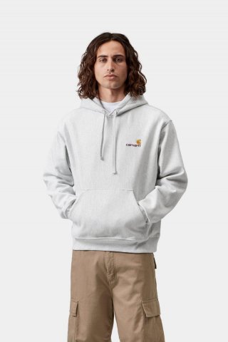 Carhartt Hooded American Script Sweatshirt - Ash Heather Carhartt Hooded American Script Sweatshirt - Ash Heather