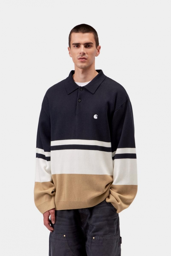 Carhartt L/S Austin Polo - Rugby-Jacquard, dunkles Marineblau Carhartt L/S Austin Polo - Rugby-Jacquard, dunkles Marineblau