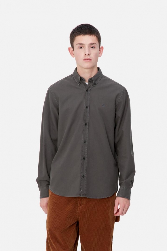 Carhartt L/S Bolton Shirt - Graphit, stückgefärbt Carhartt L/S Bolton Shirt - Graphit, stückgefärbt