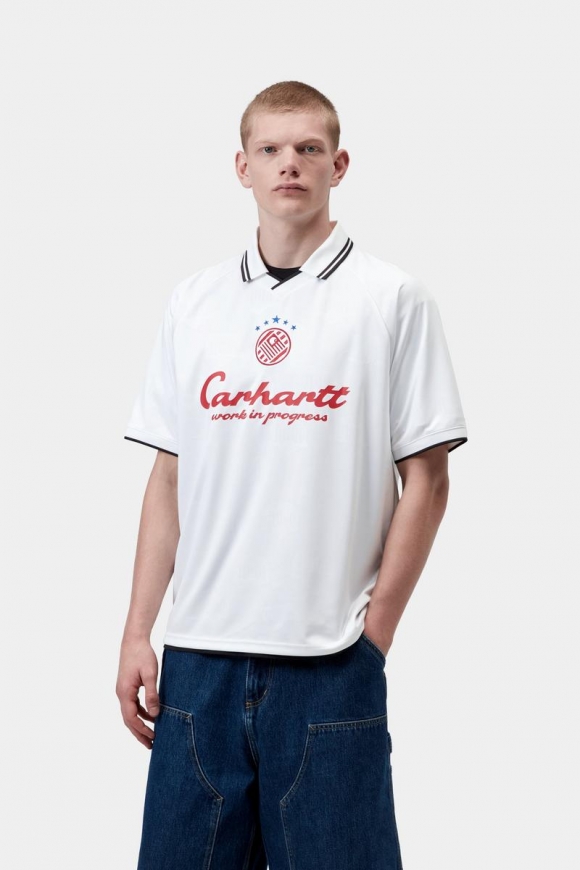 Carhartt S/S Terrace Football T-Shirt - Herzzug-Jacquard, Weiß