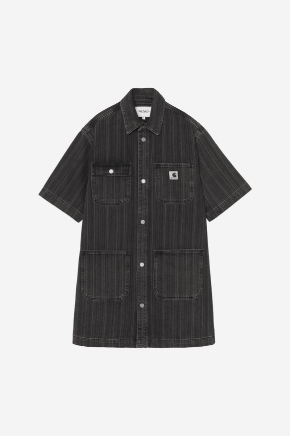 Carhartt Rylan Dress - Rylan-Streifen, Schwarz, Stonewashed Carhartt Rylan Dress - Rylan-Streifen, Schwarz, Stonewashed