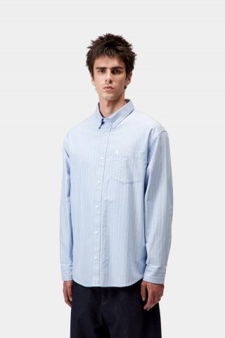 Carhartt L/S Cassel Shirt - Cassel Stripe, Bleichmittel / Weiß Carhartt L/S Cassel Shirt - Cassel Stripe, Bleichmittel / Weiß