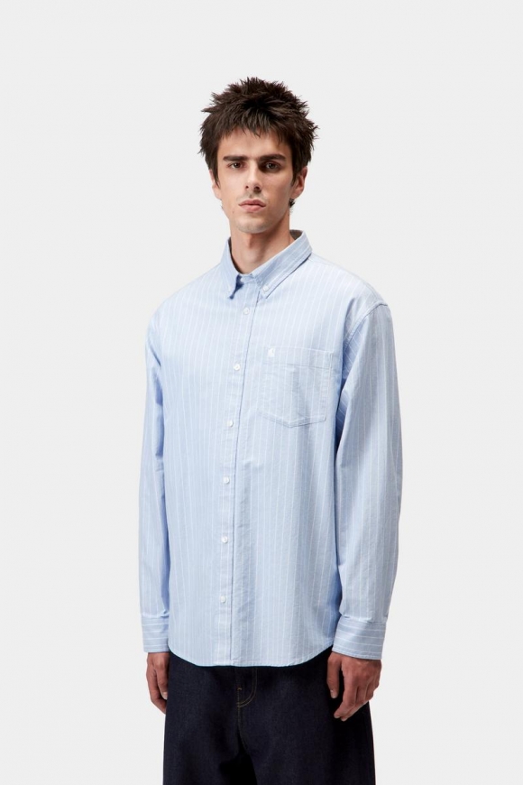 Carhartt L/S Cassel Shirt - Cassel Stripe, Bleichmittel / Weiß Carhartt L/S Cassel Shirt - Cassel Stripe, Bleichmittel / Weiß