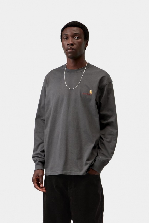 Carhartt L/S American Script T-Shirt - Graphit Carhartt L/S American Script T-Shirt - Graphit