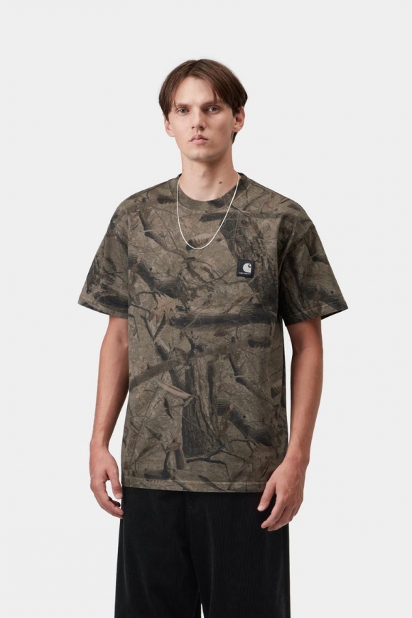 Carhartt S/S Feather Tree T-Shirt - Camo Feather Tree, Khaki / Schungit, stückgefärbt