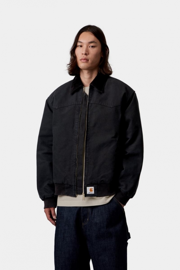 Carhartt OG Santa Fe Jacket - Schwarz / Schwarz, Steinleinwand Carhartt OG Santa Fe Jacket - Schwarz / Schwarz, Steinleinwand