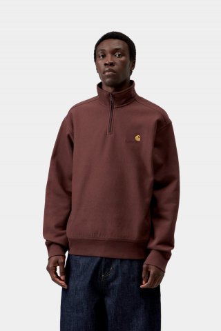 Carhartt Half Zip American Script Sweatshirt - Amarone Carhartt Half Zip American Script Sweatshirt - Amarone