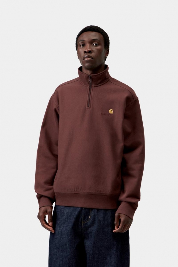 Carhartt Half Zip American Script Sweatshirt - Amarone Carhartt Half Zip American Script Sweatshirt - Amarone