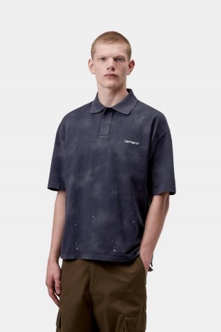Carhartt S/S Painter Polo - Dunkles Marineblau, Destroy-Waschung, Spritzer