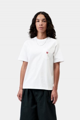 Carhartt S/S Pocket Small Heart T-Shirt - Weiß / Rot