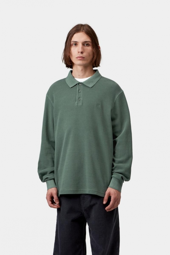 Carhartt L/S Waffle Rugby Shirt - Dunkler Skarabäus, stückgefärbt