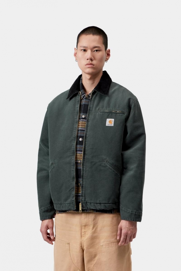 Carhartt OG Detroit Jacket - Rabe / Schwarz, Steinleinwand Carhartt OG Detroit Jacket - Rabe / Schwarz, Steinleinwand