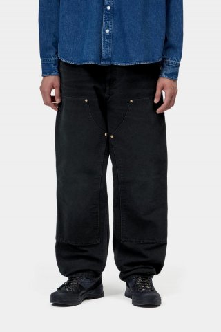 Carhartt Double Knee Pant - Schwarzes, steinernes Canvas Carhartt Double Knee Pant - Schwarzes, steinernes Canvas