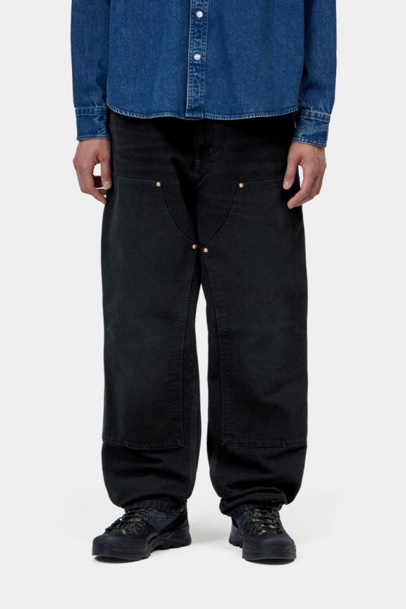 Carhartt Double Knee Pant - Schwarzes, steinernes Canvas