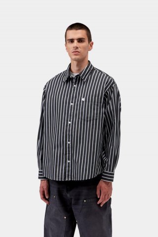 Carhartt L/S Gowan Shirt - Gowan-Streifen, Schwarz Carhartt L/S Gowan Shirt - Gowan-Streifen, Schwarz