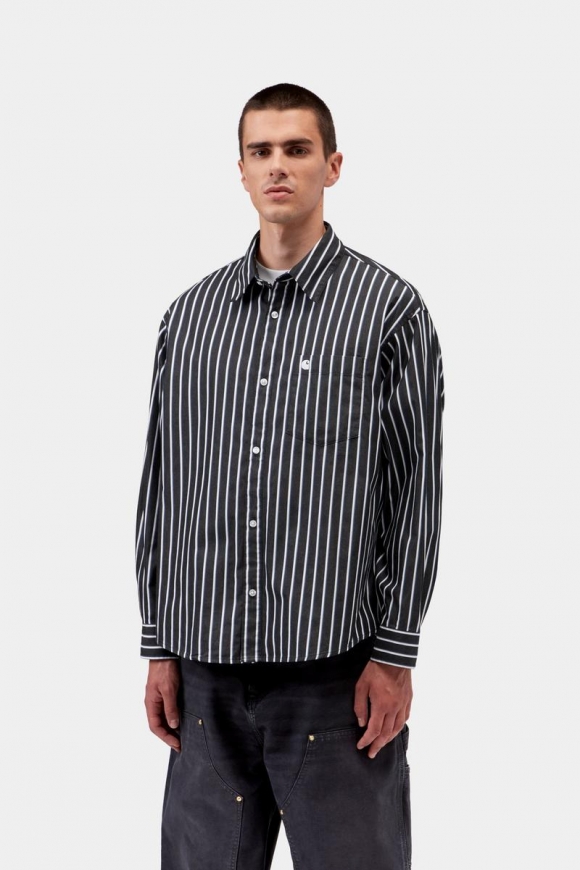 Carhartt L/S Gowan Shirt - Gowan-Streifen, Schwarz Carhartt L/S Gowan Shirt - Gowan-Streifen, Schwarz