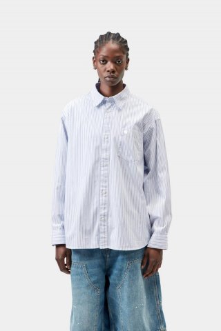 Carhartt L/S Keene Shirt - Keene Stripe, Weiß Carhartt L/S Keene Shirt - Keene Stripe, Weiß