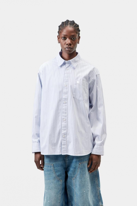 Carhartt L/S Keene Shirt - Keene Stripe, Weiß Carhartt L/S Keene Shirt - Keene Stripe, Weiß