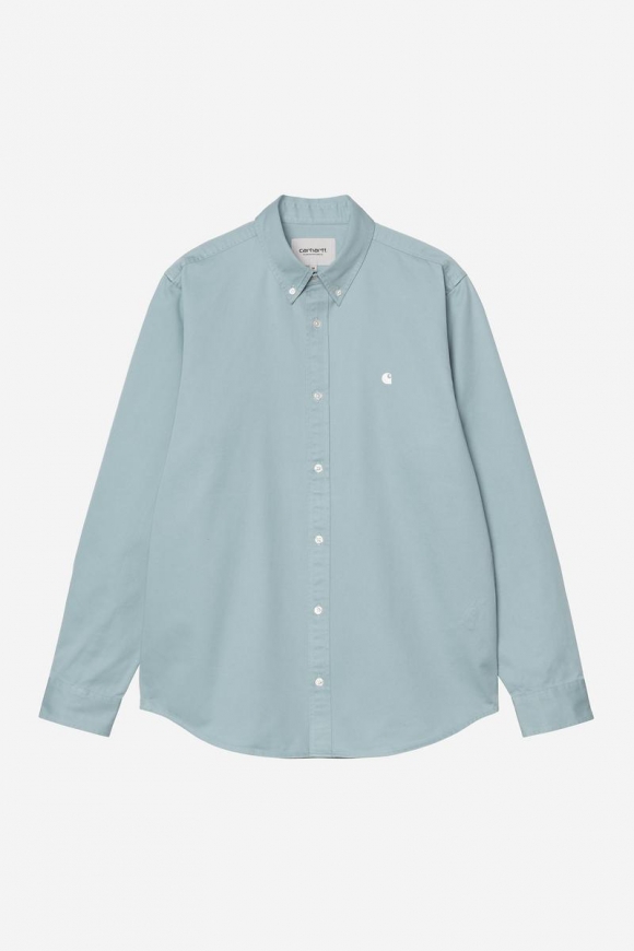 Carhartt L/S Madison Shirt - Turmalin / Weiß Carhartt L/S Madison Shirt - Turmalin / Weiß