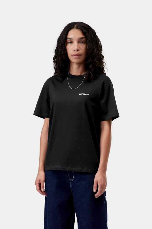 Carhartt S/S Script Embroidery T-Shirt - Schwarz / Weiß