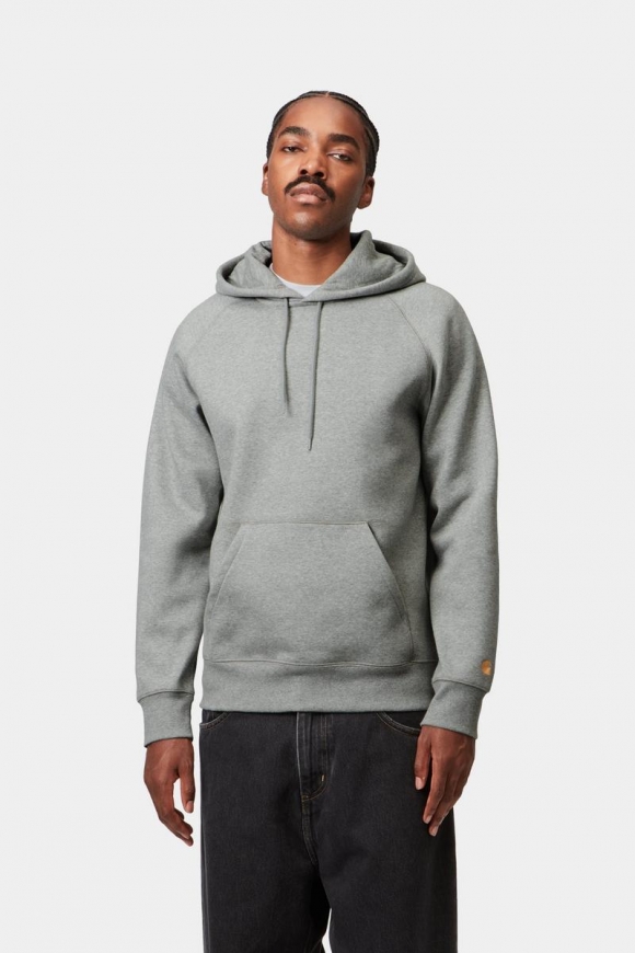 Carhartt Hooded Chase Sweatshirt - Grau meliert / Gold Carhartt Hooded Chase Sweatshirt - Grau meliert / Gold