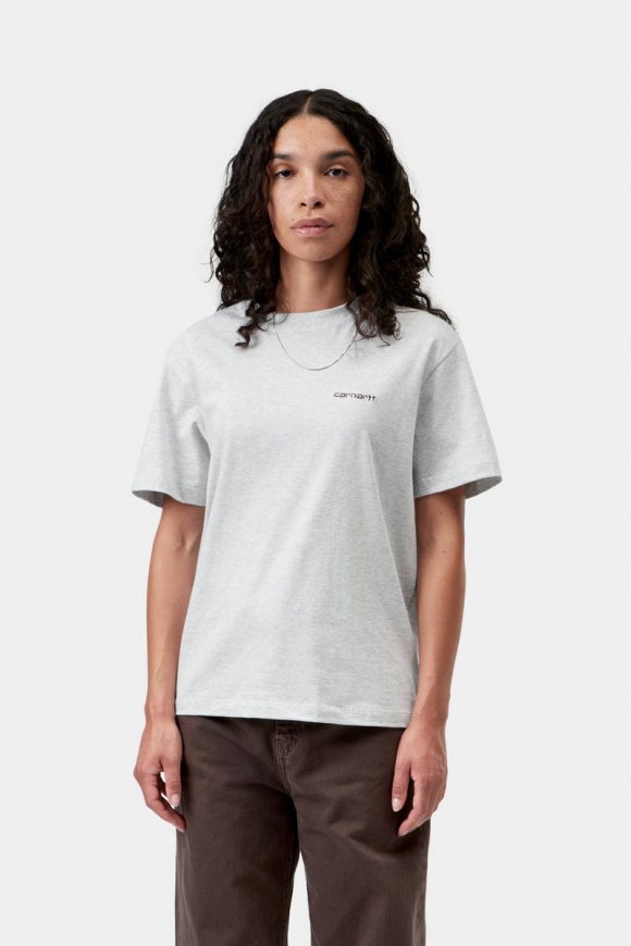 Carhartt S/S Script Embroidery T-Shirt - Ash Heather / Cozy Purple Carhartt S/S Script Embroidery T-Shirt - Ash Heather / Cozy Purple