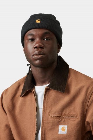 Carhartt Chase Beanie - Schwarz / Gold Carhartt Chase Beanie - Schwarz / Gold