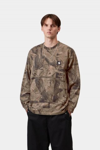 Carhartt L/S Feather Tree T-Shirt - Camo Feather Tree, Khaki / Schungit, stückgefärbt Carhartt L/S Feather Tree T-Shirt - Camo Feather Tree, Khaki / Schungit, stückgefärbt