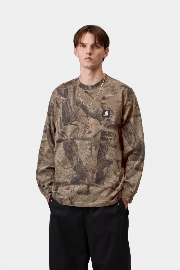 Carhartt L/S Feather Tree T-Shirt - Camo Feather Tree, Khaki / Schungit, stückgefärbt Carhartt L/S Feather Tree T-Shirt - Camo Feather Tree, Khaki / Schungit, stückgefärbt