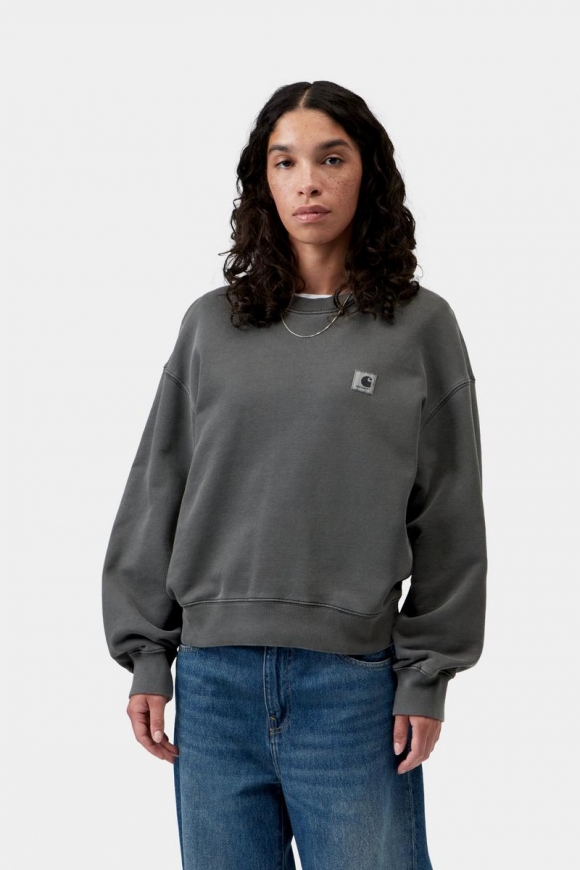 Carhartt Nelson Sweatshirt - Schwarz, stückgefärbt Carhartt Nelson Sweatshirt - Schwarz, stückgefärbt