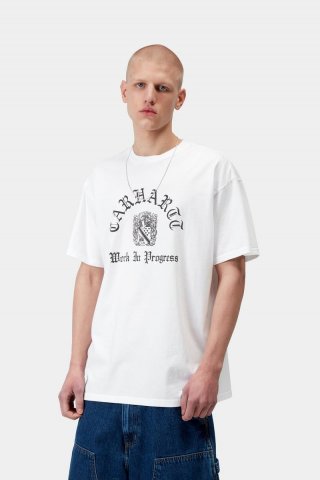 Carhartt S/S Coat Of Arms T-Shirt - Weiß, schwere Steinwäsche Carhartt S/S Coat Of Arms T-Shirt - Weiß, schwere Steinwäsche