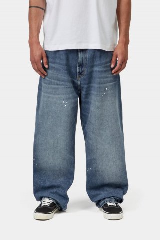 Carhartt OG Single Knee Pant - Blau, Zerstörerische Waschung, Spritzer Carhartt OG Single Knee Pant - Blau, Zerstörerische Waschung, Spritzer